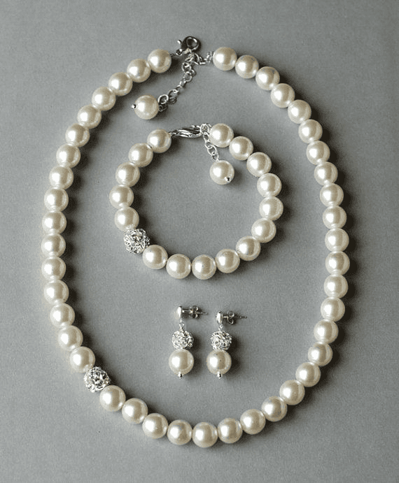 Pink butterfly pearl jewelry set
